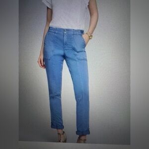 NWT WHBM Women's Mid-Rise Pret-A-Pedi Straight Cropped Pants 10 Denim Blue